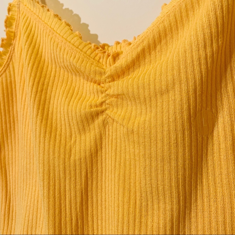 Yellow Ribbed Crop Top - Picture 2 of 4